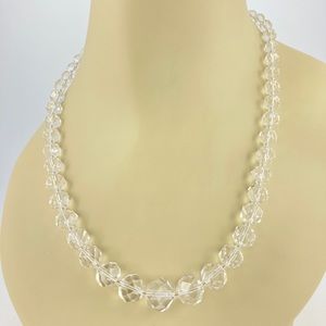 Vintage Art Deco Clear Crystal Necklace, 20" Long